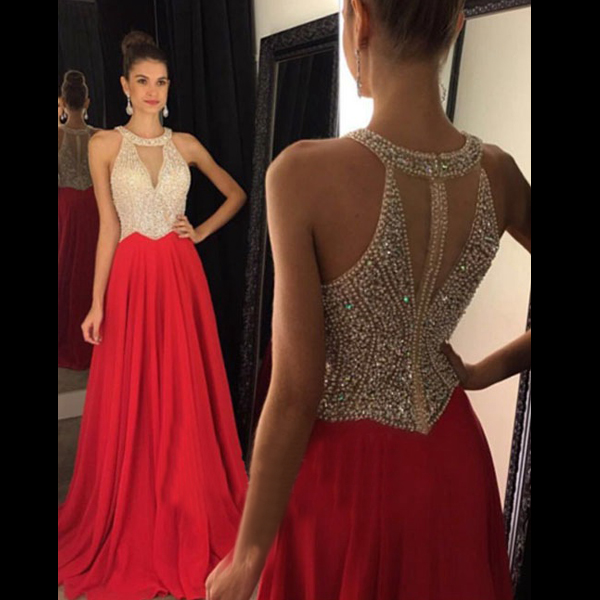 Red Prom Dress, Long Prom Dress, Halter Prom Dress, 2016 Prom ...